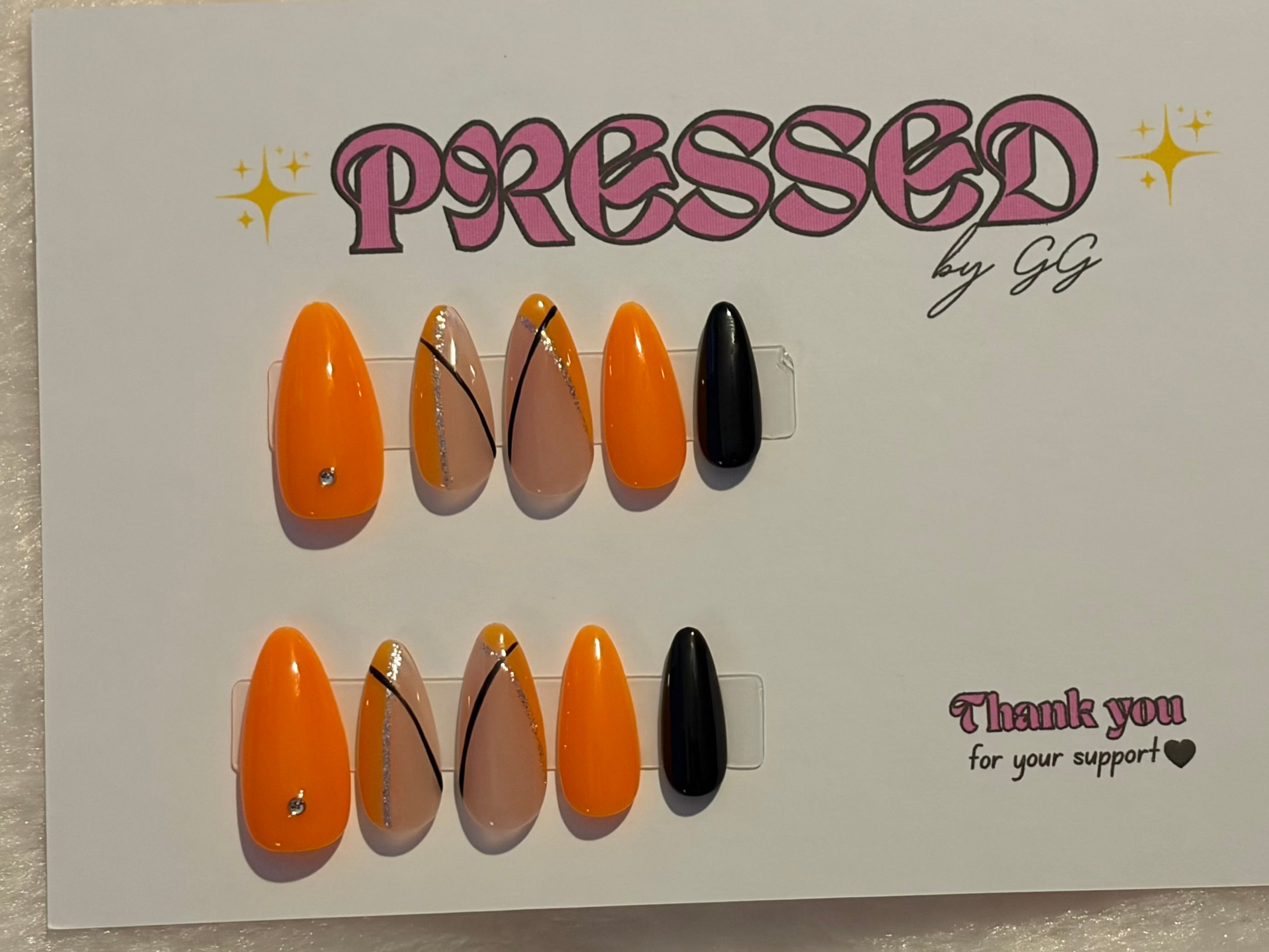 Long, almond shape $10