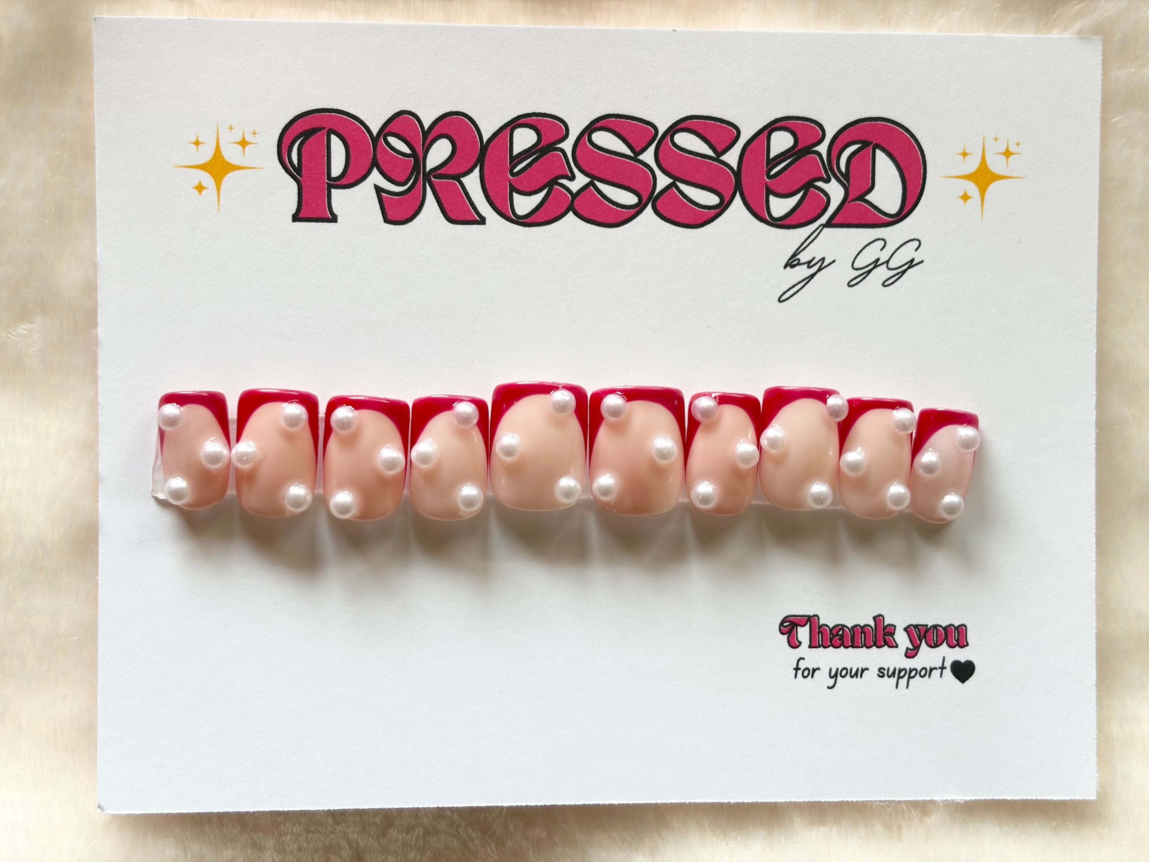 Short square red French tip $25