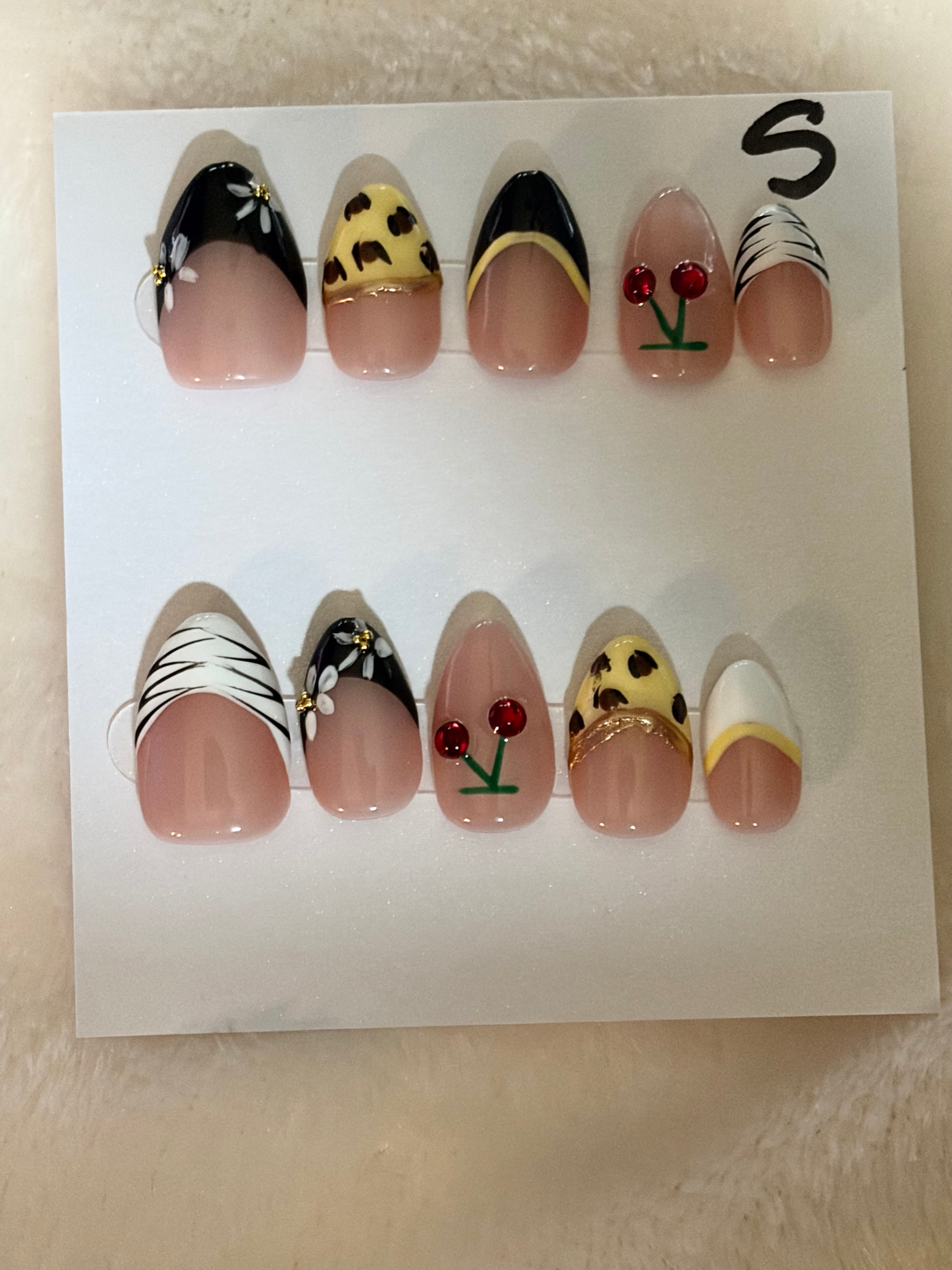 Short, almond shape, French tip-$20