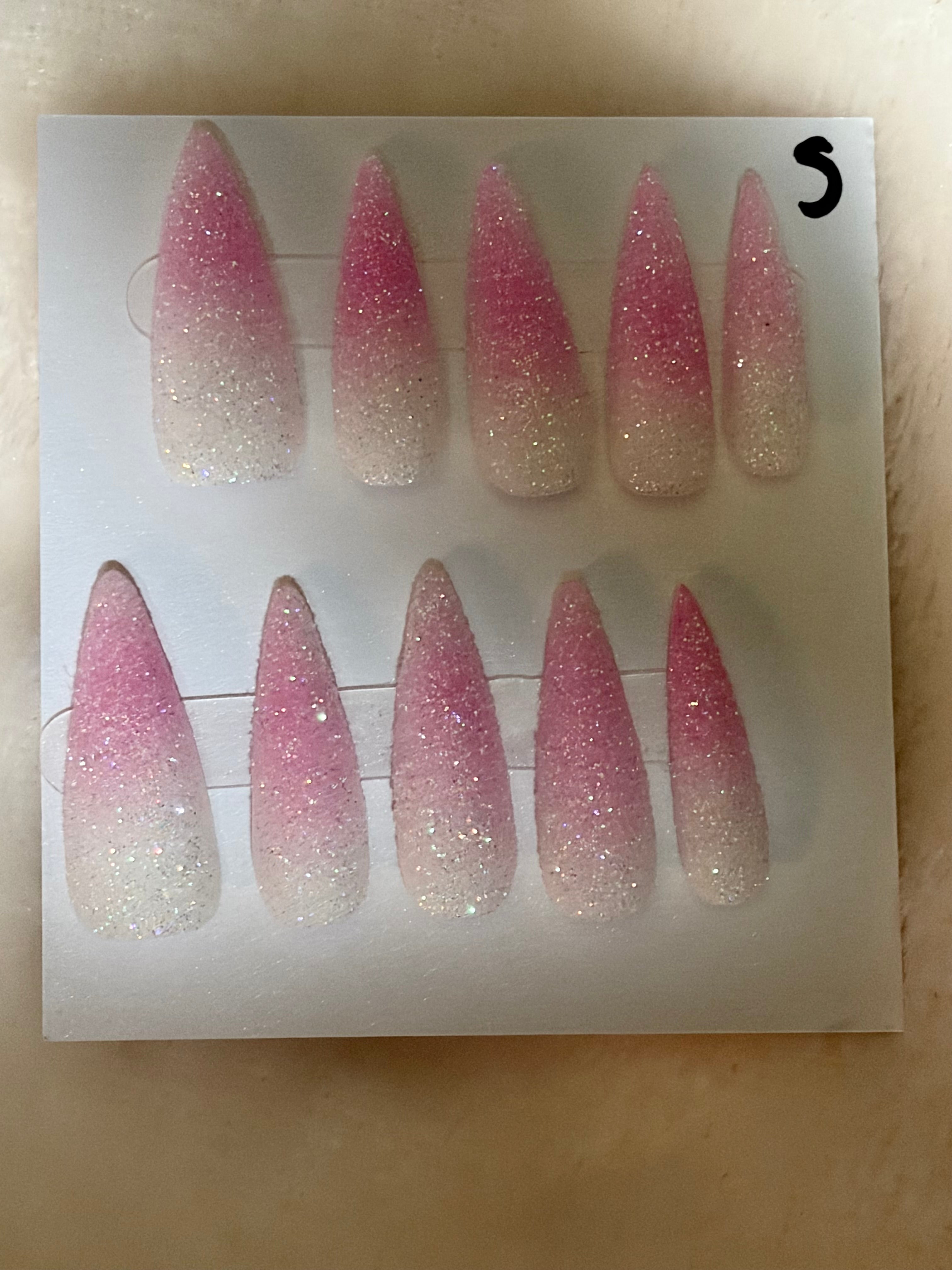Long, stiletto, pink, sugar nails-$20