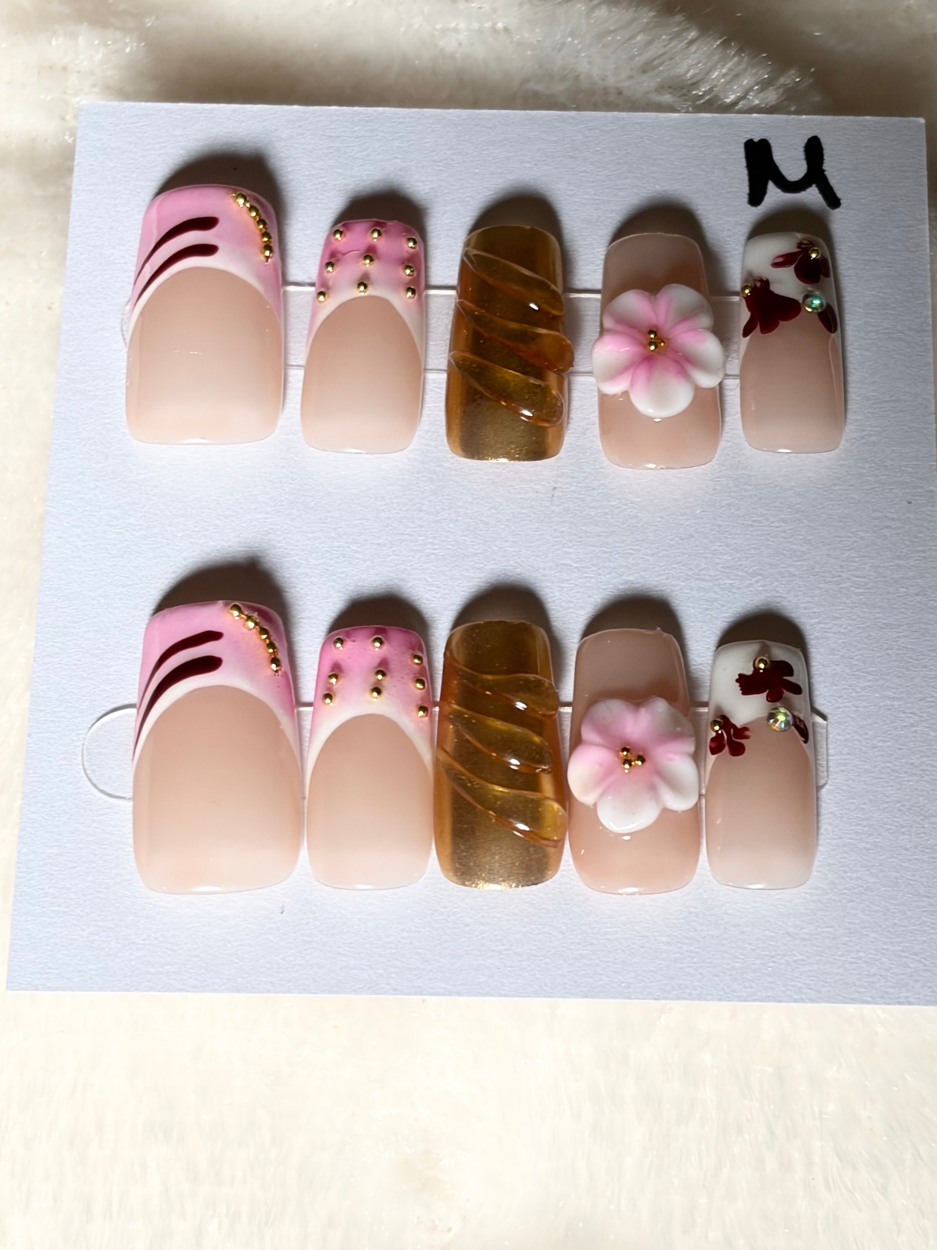 Long, multi-design, French tip-$20