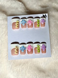 Short, duck nails, floral-$20