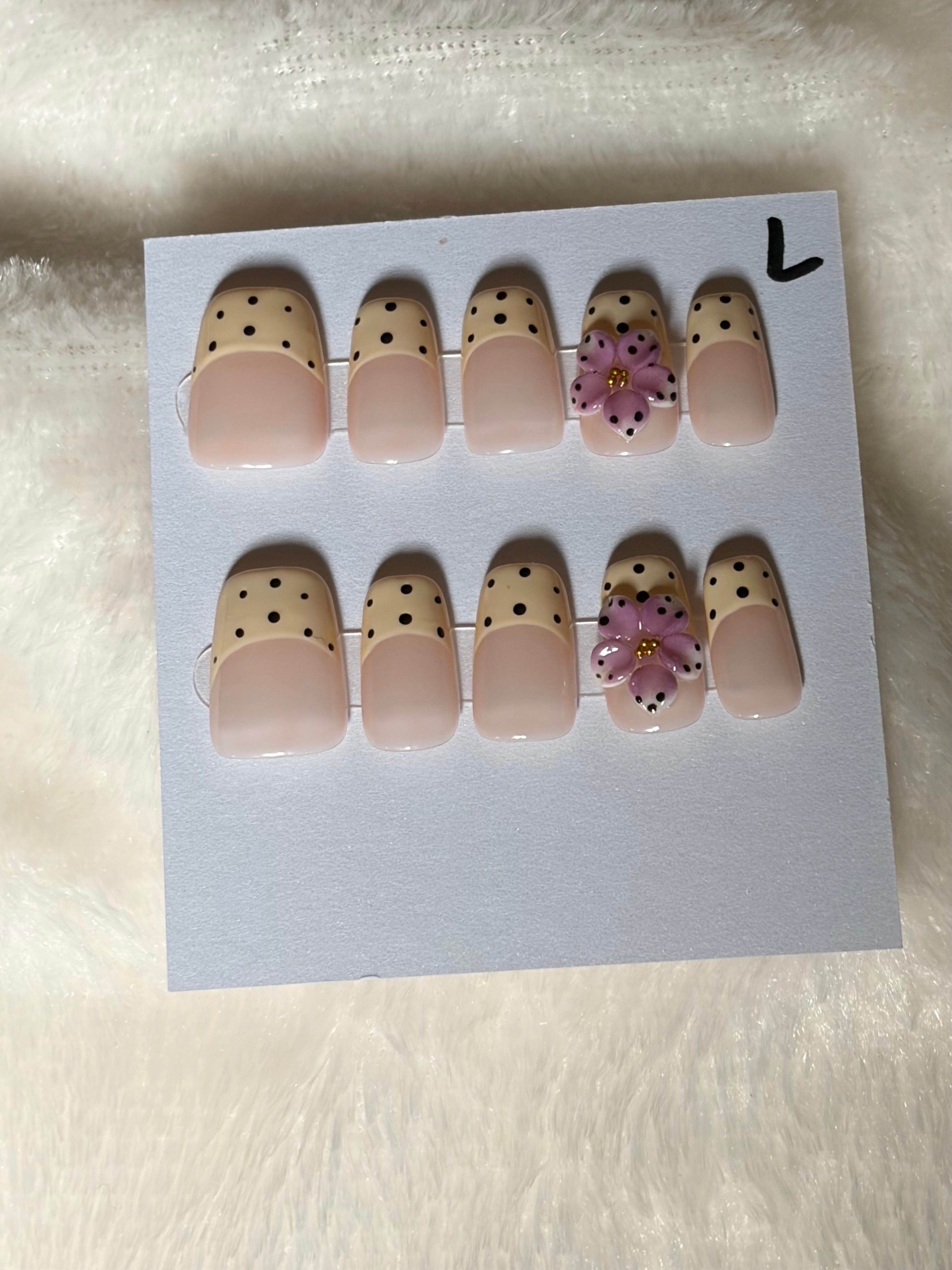 Short, polka dot, French tip- $10
