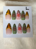 Long, almond, animal print-$20