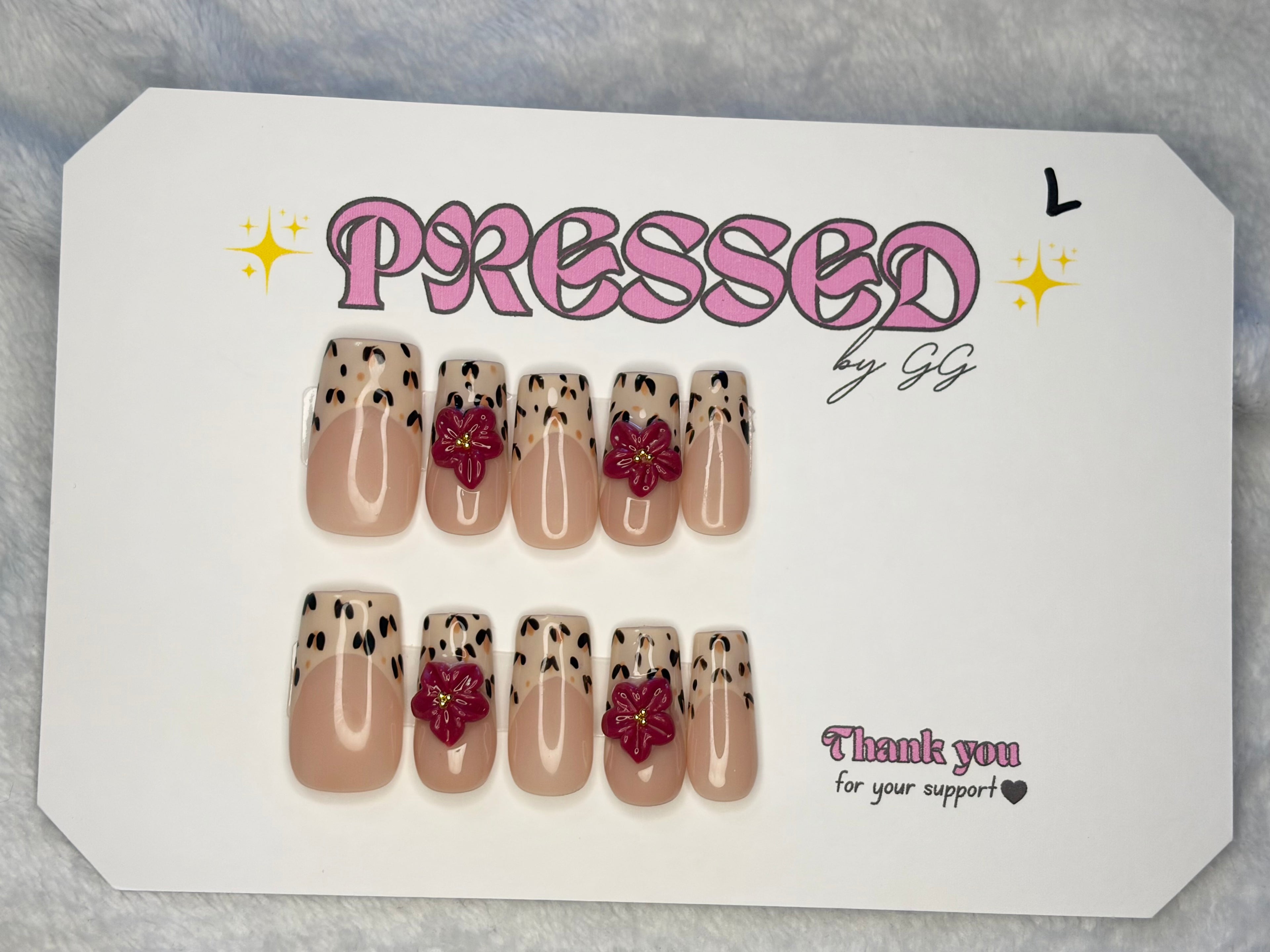 Long, square cheetah French tip-$20