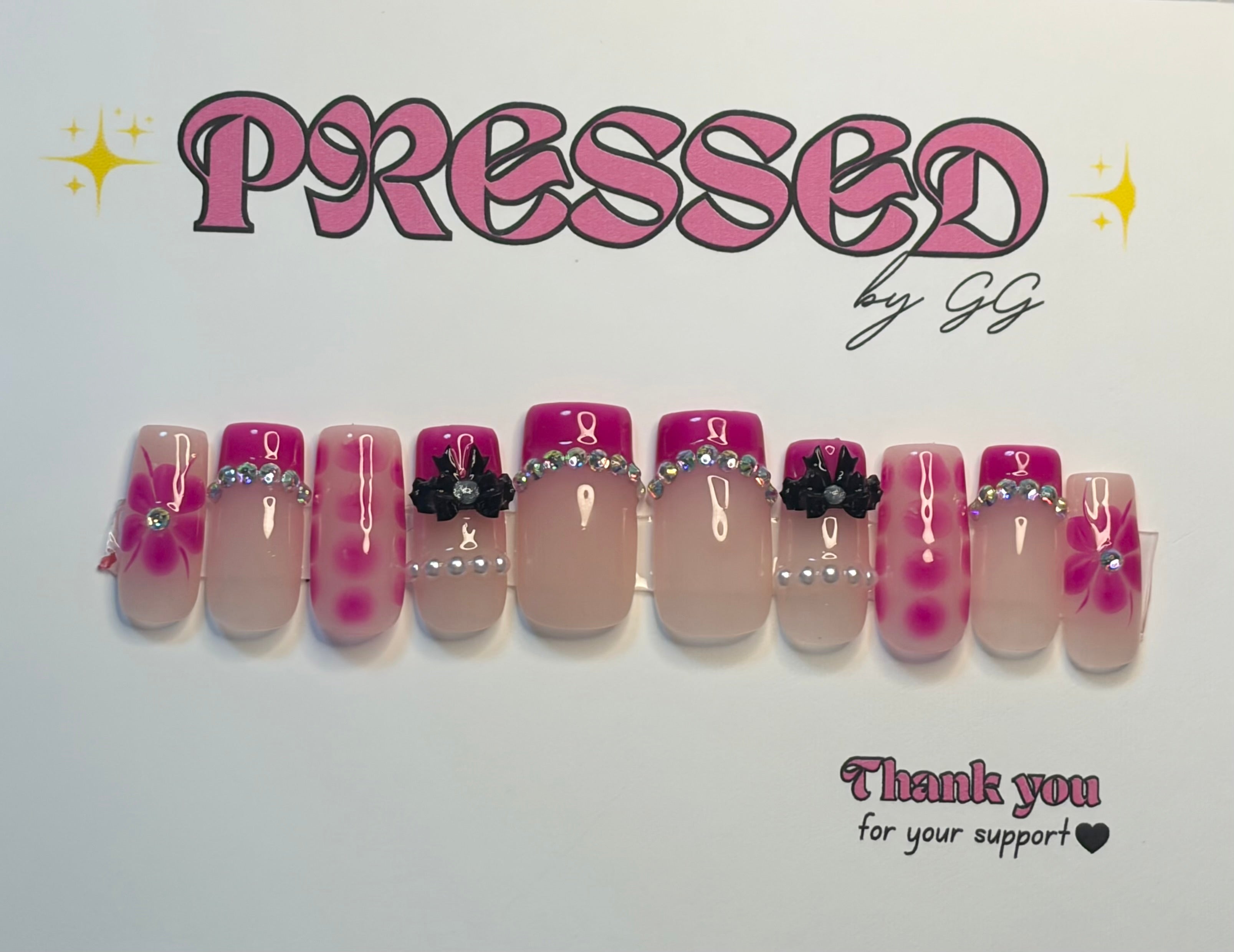Long, square shape, pink-$25