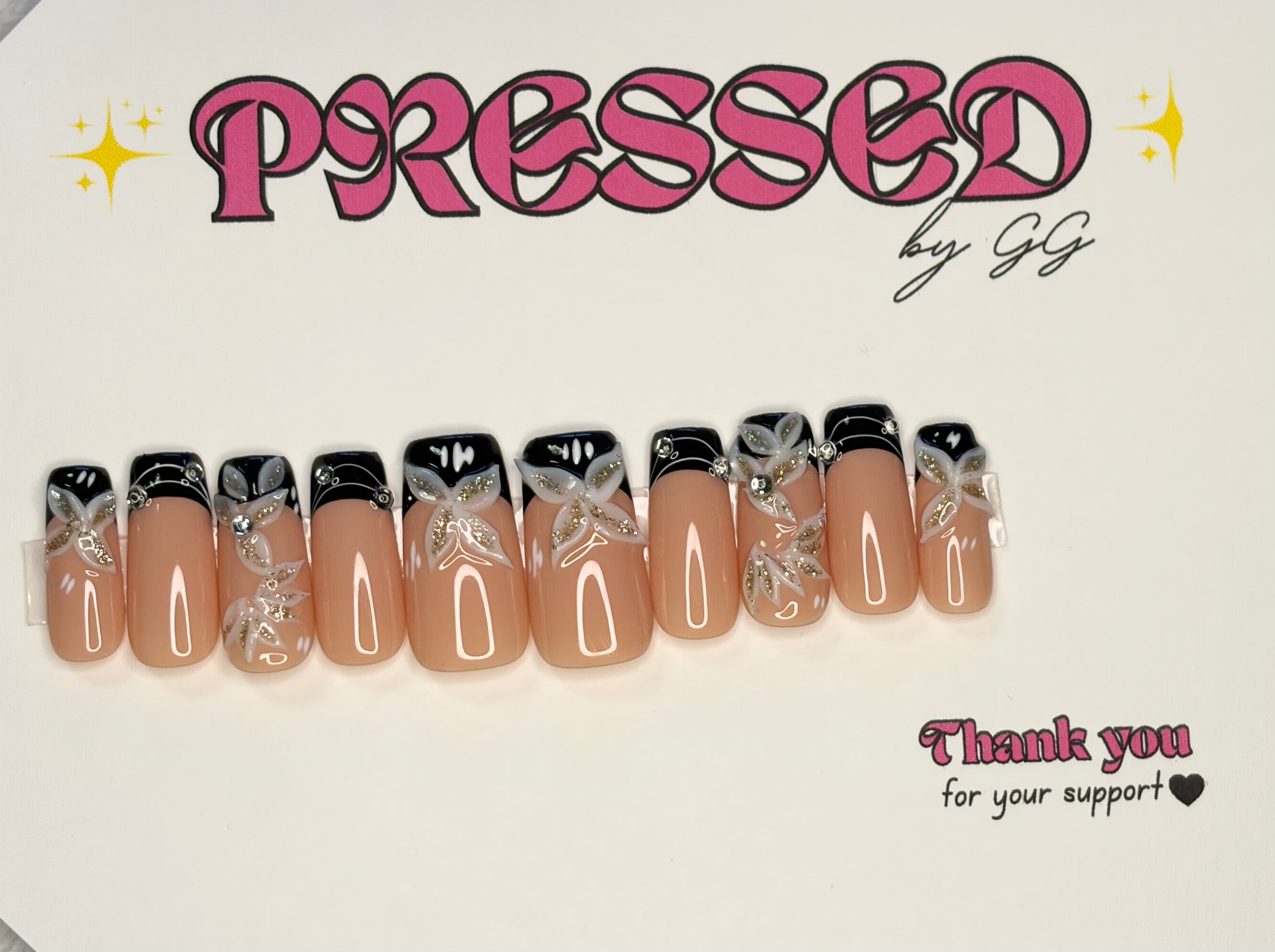 Long, square shape, French tip-$25